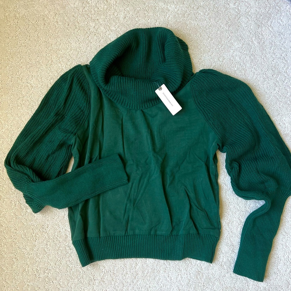 Anthropologie Cowl Neck Emerald Green Women's Sweater